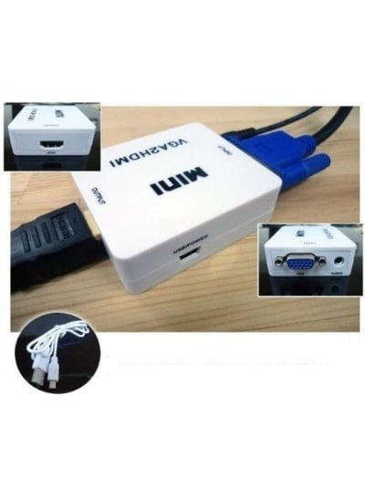 محول Mini 1080 PVGA إلى HDMI محول VGA2HDMI موصل مع صوت للكمبيوتر المحمول إلى جهاز عرض HDTV