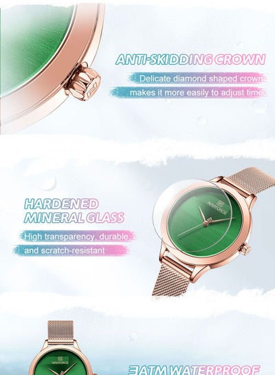 2023 جديد وصول NAVIFORCE NF5027 رومانسية ساحرة كوارتز نساء ساعات فاخرة سوار فولاذي غير قابل للصدأ الأخضر الهاتفي سيدة ساعة reloj mujer