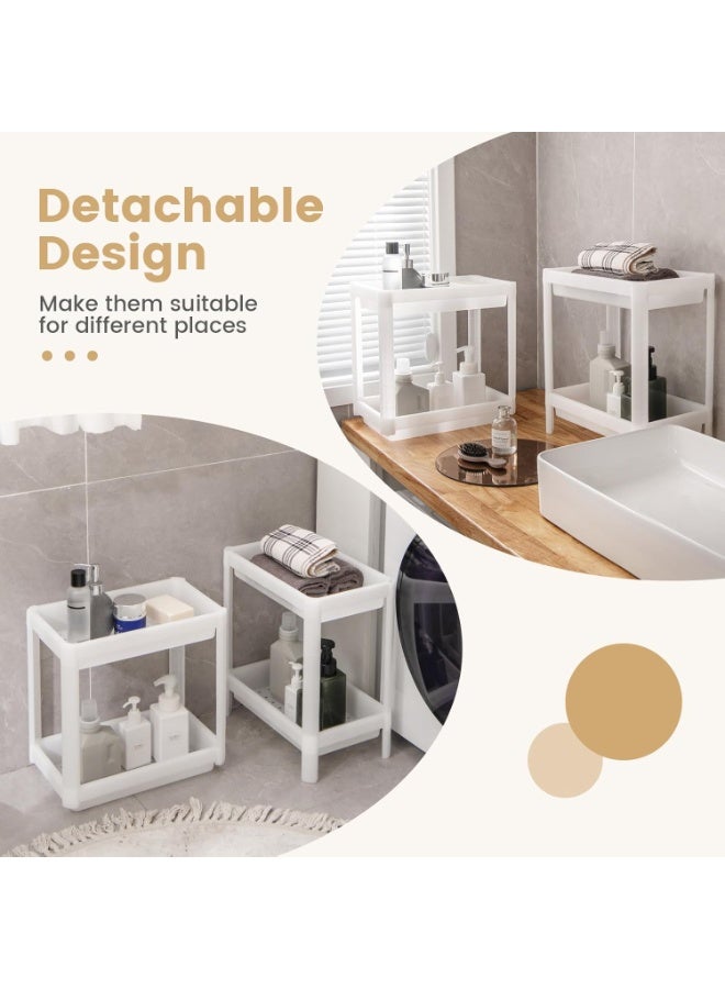Eworld 4-Tier Bathroom Storage Shelves, White Detachable Utility Rack with Drainage Holes & Baffles, Freestanding Organizer for Kitchen, Laundry, and Under Sink Use