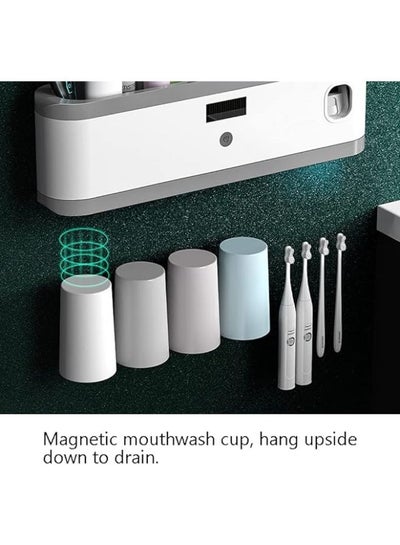 Smart Sterilization Toothbrush Holder with Toothpaste Squeezer and 4 Cups RA-897