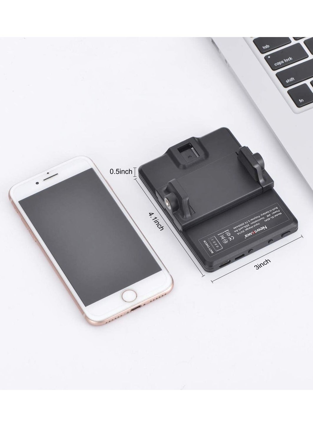 High-power 60-LED Rechargeable Selfie Light with Front & Back Clips, 3 Light Modes and 10 Brightness Levels, Ideal for Makeup, Selfies, Vlogs, Video Conferences on Smartphones, Tablets, Laptops
