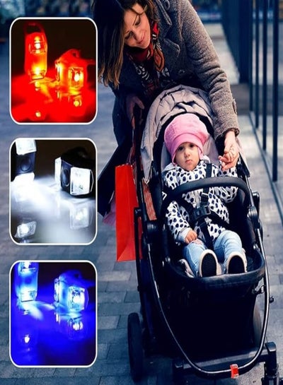 Pack of 6 LED Pram Lights, Silicone, Waterproof LED Light with Silicone Housing, 3 Light Functions for Prams Scooters and Cycling