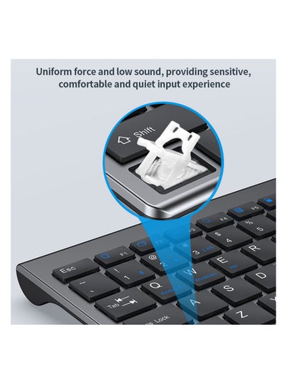 Full size Rechargeable 2.4G Wireless & Bluetooth Keyboard Mouse set for PC Laptop Desktop iMac iPad iPhone