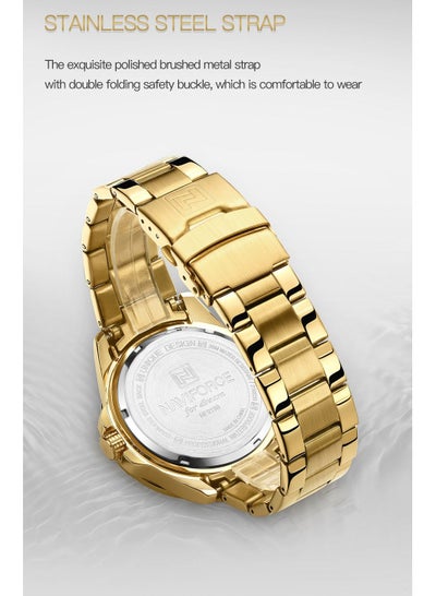 NAVIFORCE Men's Watches Waterproof Stainless Steel Quartz Calender Week Diplay Watch Casual For Men NF9198