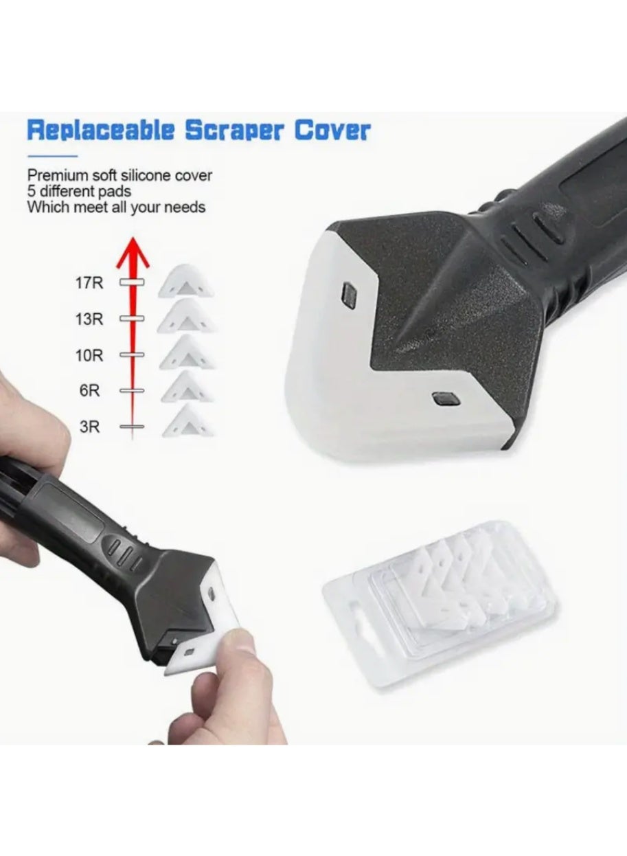 5 in 1 Silicone Caulking Tool with Stainless Steel Tip - Multi-Purpose, Perfect for Sealing and Glue Removal - Durable Plastic Handle for Easy Use | Ergonomic Design Sraper