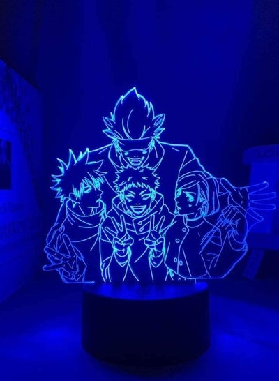 مصباح ليلي ثلاثي الأبعاد Anime Illusion LED ديكور أنيمي مصباح Satoru Gojo Team Light Jujutsu Kaisen LED ضوء ليلي لهدية عيد ميلاد Jujutsu Kaisen Group Satoru Gojo Lamp