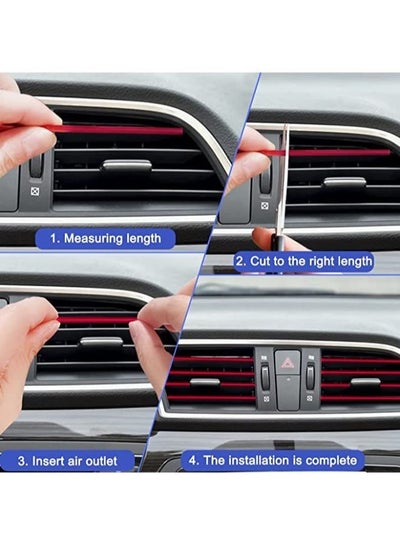 Car Interior Trim Strips and Car Air Conditioner Decoration Strip Styling Dashboard Decorative with Installing Tool for Most Air Vent Outlet Car Interior Accessories