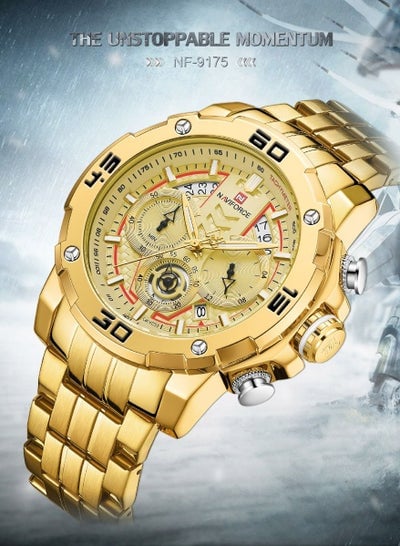 NAVIFORCE NF9175 Golden Stainless Steel Chronograph Watch For Men