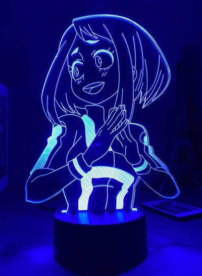 متعدد الألوان بطلي الأكاديمية Ochako Uraraka 3D أنيمي الشكل صورة ظلية الوهم ليلة ضوء غرفة نوم ديكور الطفل هدايا أعياد ميلاد للأطفال مصباح Uraraka