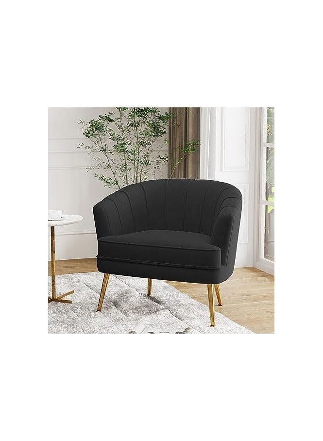 Velvet Accent Chairs For Living Room Bedroom Office Upholstered Single Sofa Chair Arm Chair Comfy Chair Reading Club Coffee Chair With Metal Legs