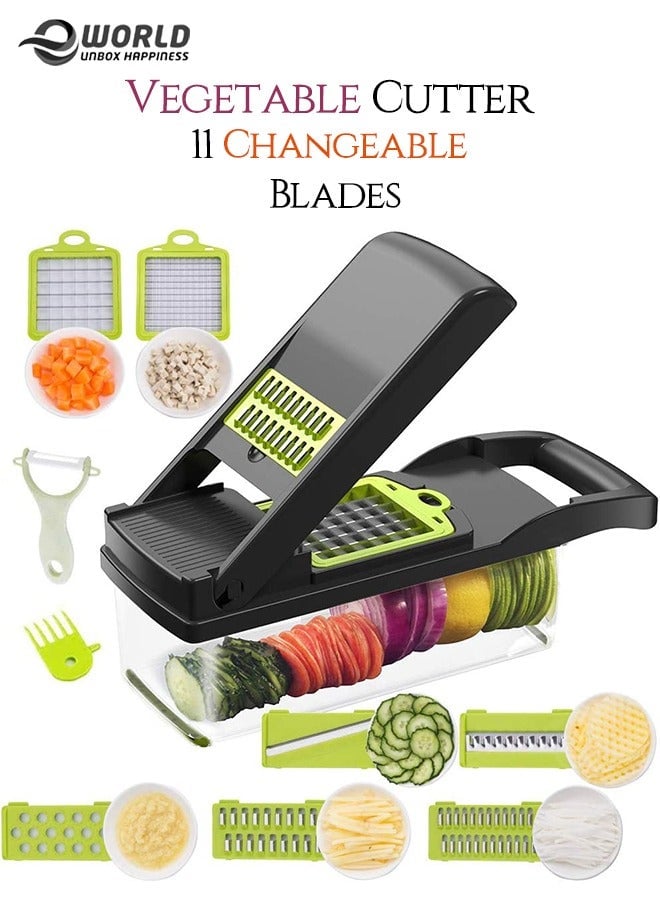 Eworld 11 In 1 Interchangeable Blades Vegetable Chopper Slicer with Colander Basket and Container