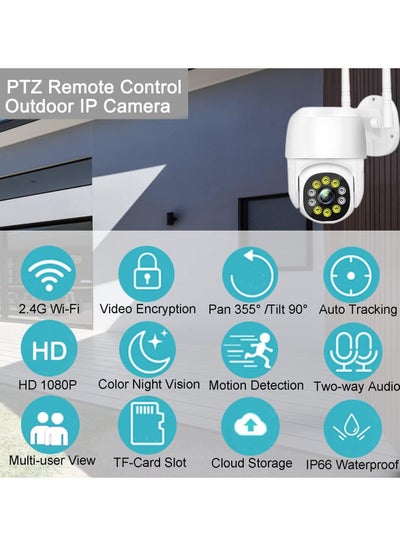 Security Outdoor Camera 1080P CCTV Wired Camera 2.4Ghz WiFi Surveillance Wireless Camera Home Security with 355°Pan 90°Tilt Auto Tracking Motion Detection Two-way Audio with Color Night Vision