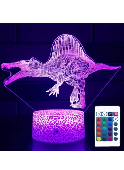 Multicolour Dinosaur Night Light for Kids Dinosaur Light with Touch and Remote Control 16 Color Changing Dimmable Spinosaurus Lamp Dinosaur Toys for 3 4 5 6 7 8 9 Year