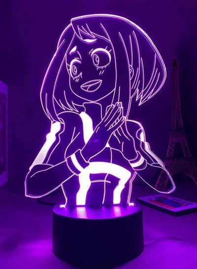 متعدد الألوان بطلي الأكاديمية Ochako Uraraka 3D أنيمي الشكل صورة ظلية الوهم ليلة ضوء غرفة نوم ديكور الطفل هدايا أعياد ميلاد للأطفال مصباح Uraraka