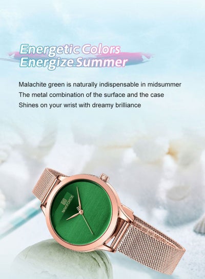 2023 جديد وصول NAVIFORCE NF5027 رومانسية ساحرة كوارتز نساء ساعات فاخرة سوار فولاذي غير قابل للصدأ الأخضر الهاتفي سيدة ساعة reloj mujer