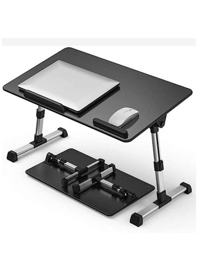 [Large Size] Laptop Bed Tray Table, Adjustable Laptop Stand, Portable Lap Desks with Foldable Legs, Notebook Standing Breakfast Reading Desk for Sofa Couch Floor (Black)