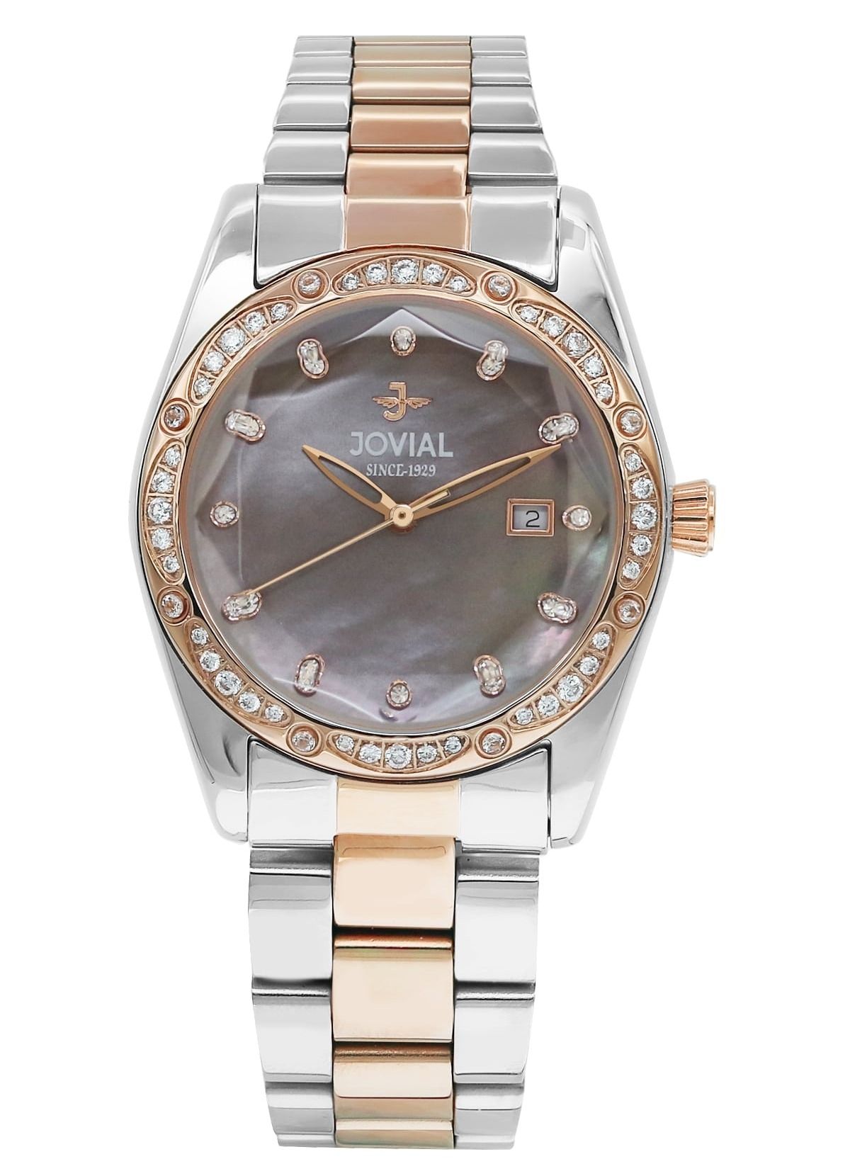 JOVIAL 9157LAMQ02ZE Women's Fashion Metal Band watch. 32mm, Quartz, Grey Dial