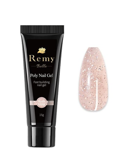 Poly Nail Gel Acrylic DIY Crystal Art Glue Quick Extension Builder (Nude Glitter)