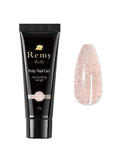 Poly Nail Gel Acrylic DIY Crystal Art Glue Quick Extension Builder (Nude Glitter)