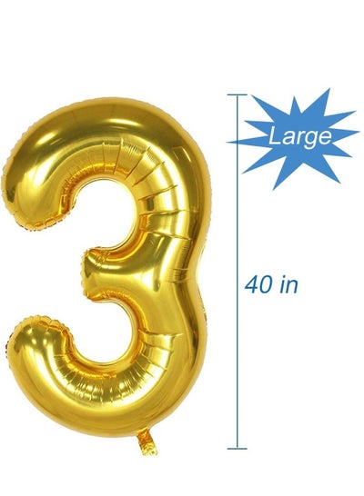بالون من رقائق الذهب رقم 3 مقاس 40 بوصة من Brain Giggles