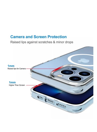 حافظة آيفون 13 برو ماكس مع دعم ماج سيف، حافظة شحن شفافة لهاتف 13 برو ماكس 6.7 بوصة