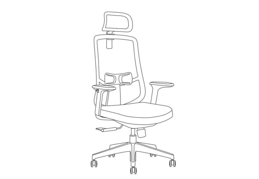AMFAH Staff Chair – High Back Ergonomic Office Chair | 3D Armrests, Adjustable Lumbar Support & Durable Nylon Frame | Executive, Home Office & Computer Desk Chair | Black