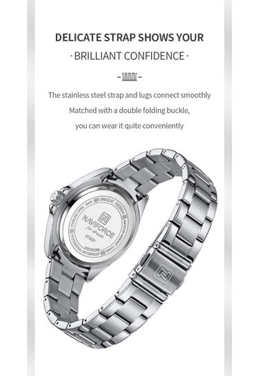 NAVIFORCE NF5037 Women Quartz Bracelet Watches Simple Fashion Waterproof Wristwatch Stainless Steel Band Girls Clock Relogio Feminino