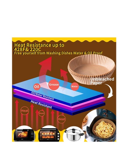 Air Fryer Disposable Paper Liners , 160x45mm Non-Stick Parchment Paper for Air Fryer Liners ,  50 PCS Round Baking Paper