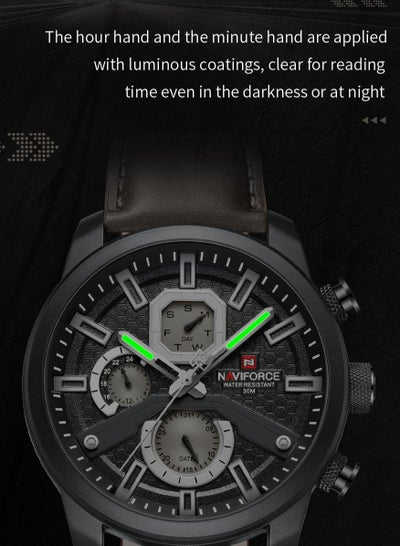 NAVIFORCE NF9211L الرجال الساعات حلقة من جلد التقويم ساعة كوارتز العسكرية مقاوم للماء الرياضة الترفيه ساعة الرجال هدية Reloj Hombre