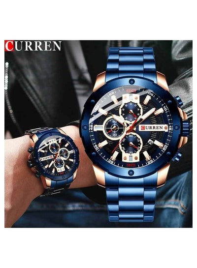 CURREN 8336 رجل ساعة يد رياضية مقاوم للماء كرونوغراف ساعة رجالية العلامة التجارية الفاخرة الفولاذ المقاوم للصدأ ساعة الذكور مع صندوق