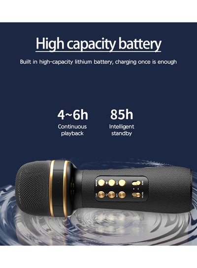 WS-898 Karaoke Bluetooth-Compatible Microphone Handheld Wireless Sing Mic, Black