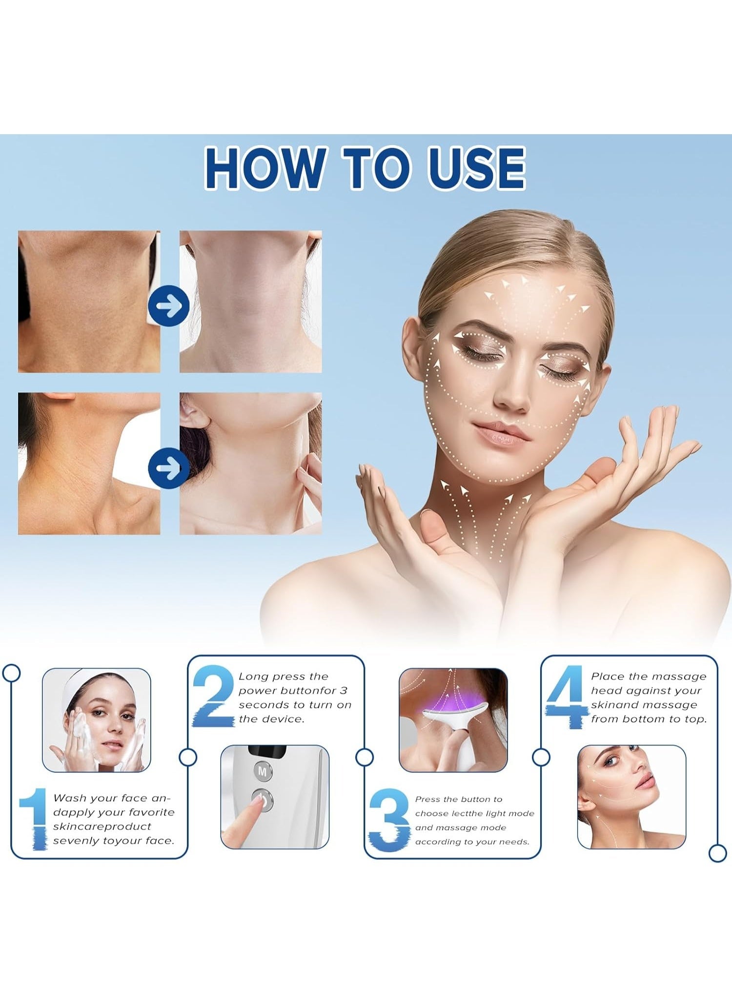 Eworld Neck Face Massager with 7 color modes LED Facial Massager with Eworld Neck Face Massager with 7 color modes LED Facial Massager with