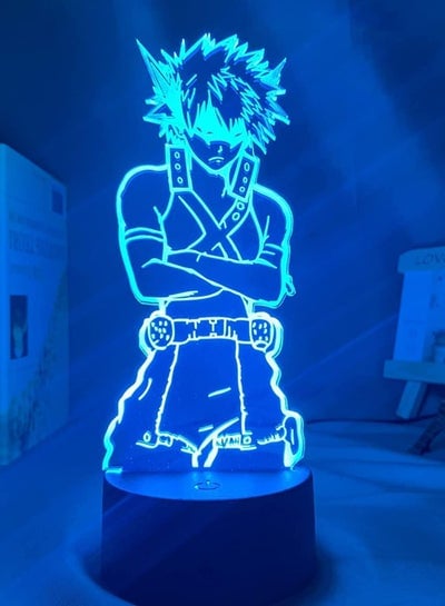 My Hero Academia Anime Figure Lamp, 3D LED Illusion Night Lights, USB Powered 16 Colors Remote Control Table Lamp