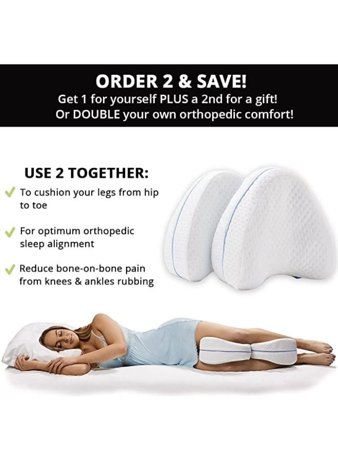 Orthopedic Knee Pillow for Sciatica Relief, Back Pain, Leg Pain, Pregnancy, Hip and Joint Pain - Memory Foam Wedge Contour for Side, Back & Side Sleepers
