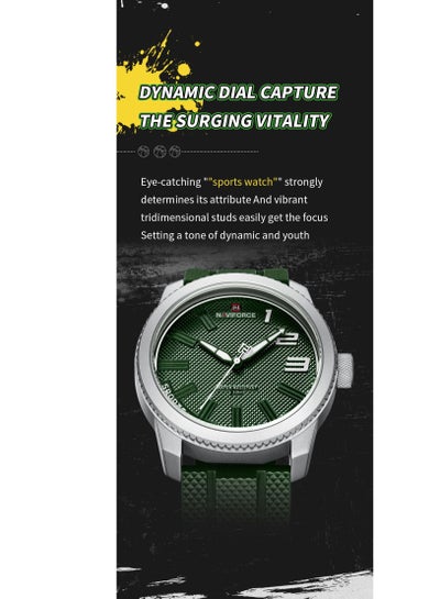 NAVIFORCE NF9202T سيليكون باند ساعة رياضية مقاومة للماء للرجال ساعة يد كوارتز عادية تصميم مقاوم للصدمات ساعة رجالية Relogio Masculino