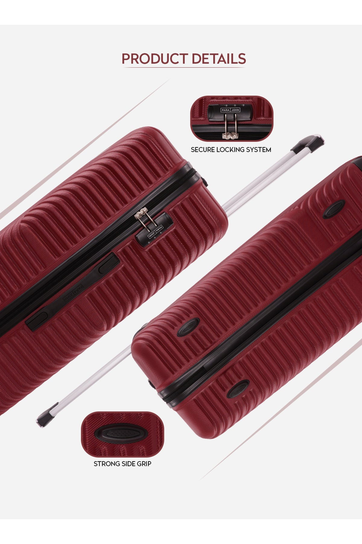 Aura Large ABS Checked-In Hardside Luggage – Lightweight 30kg, 4-Wheel Spinner, 28 Inch Burgundy
