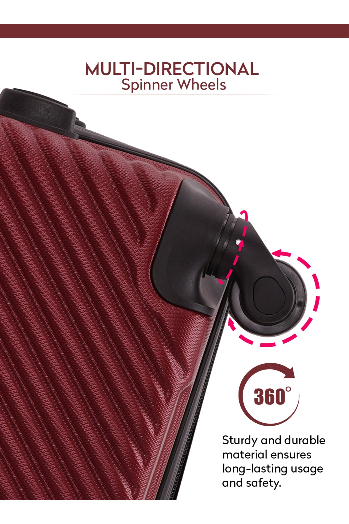 Aura Large ABS Checked-In Hardside Luggage – Lightweight 30kg, 4-Wheel Spinner, 28 Inch Burgundy