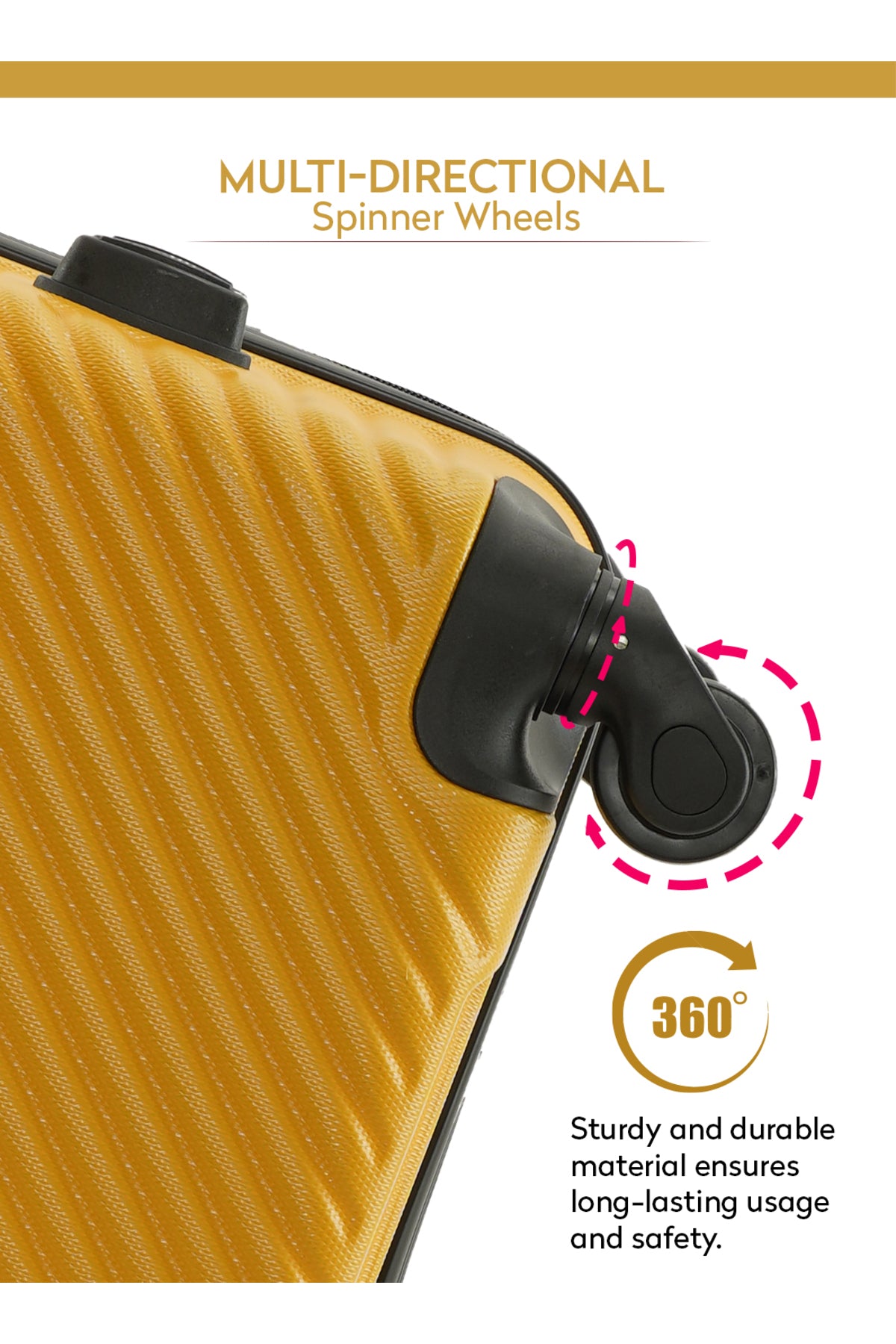 Aura Large ABS Checked-In Hardside Luggage – Lightweight 30kg, 4-Wheel Spinner, 28 Inch Yellow