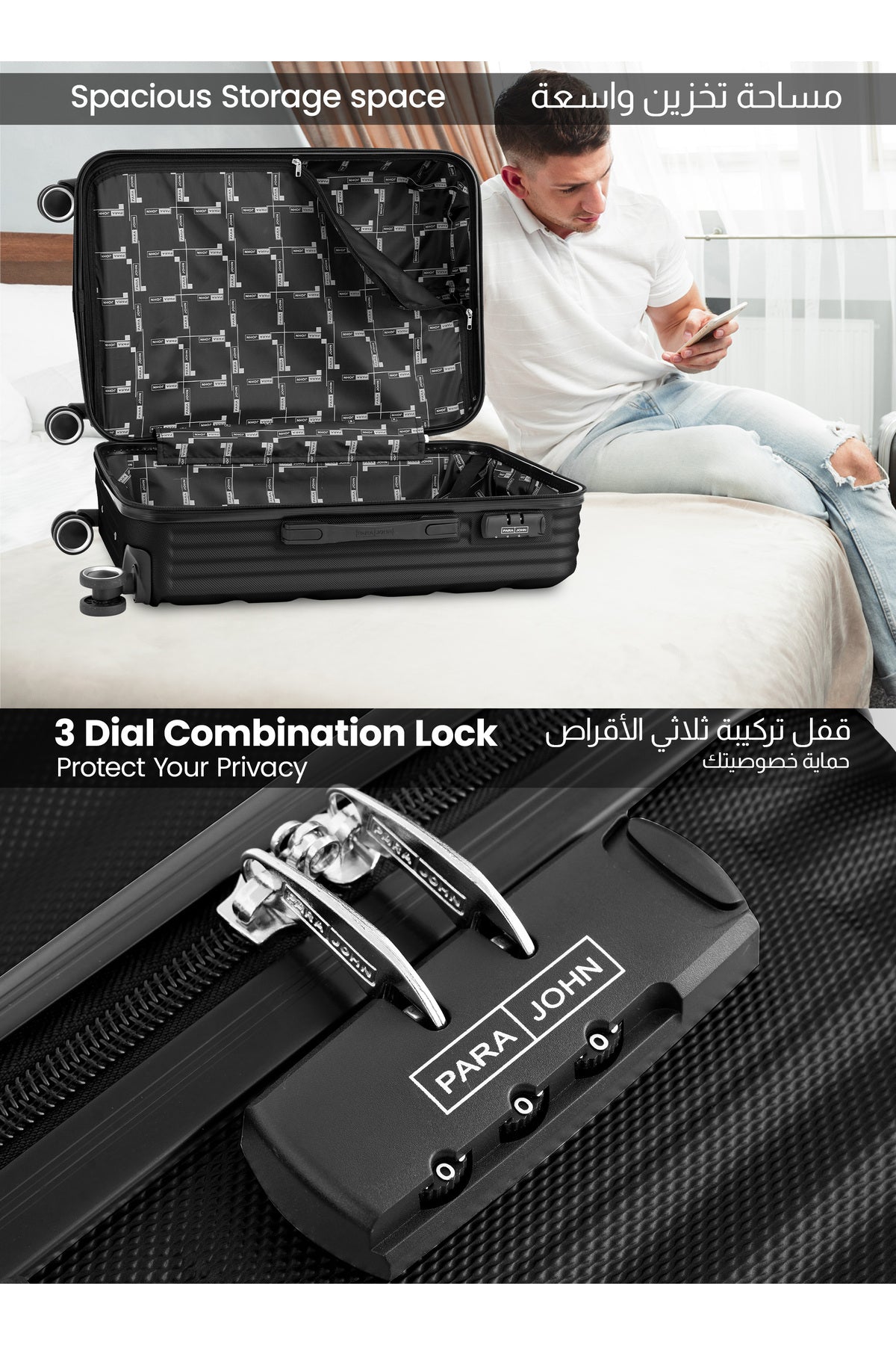 20-Inch Cabin ABS Hardshell Lightweight Spinner Luggage | 4-Wheel Carry-On Trolley 2.5kg