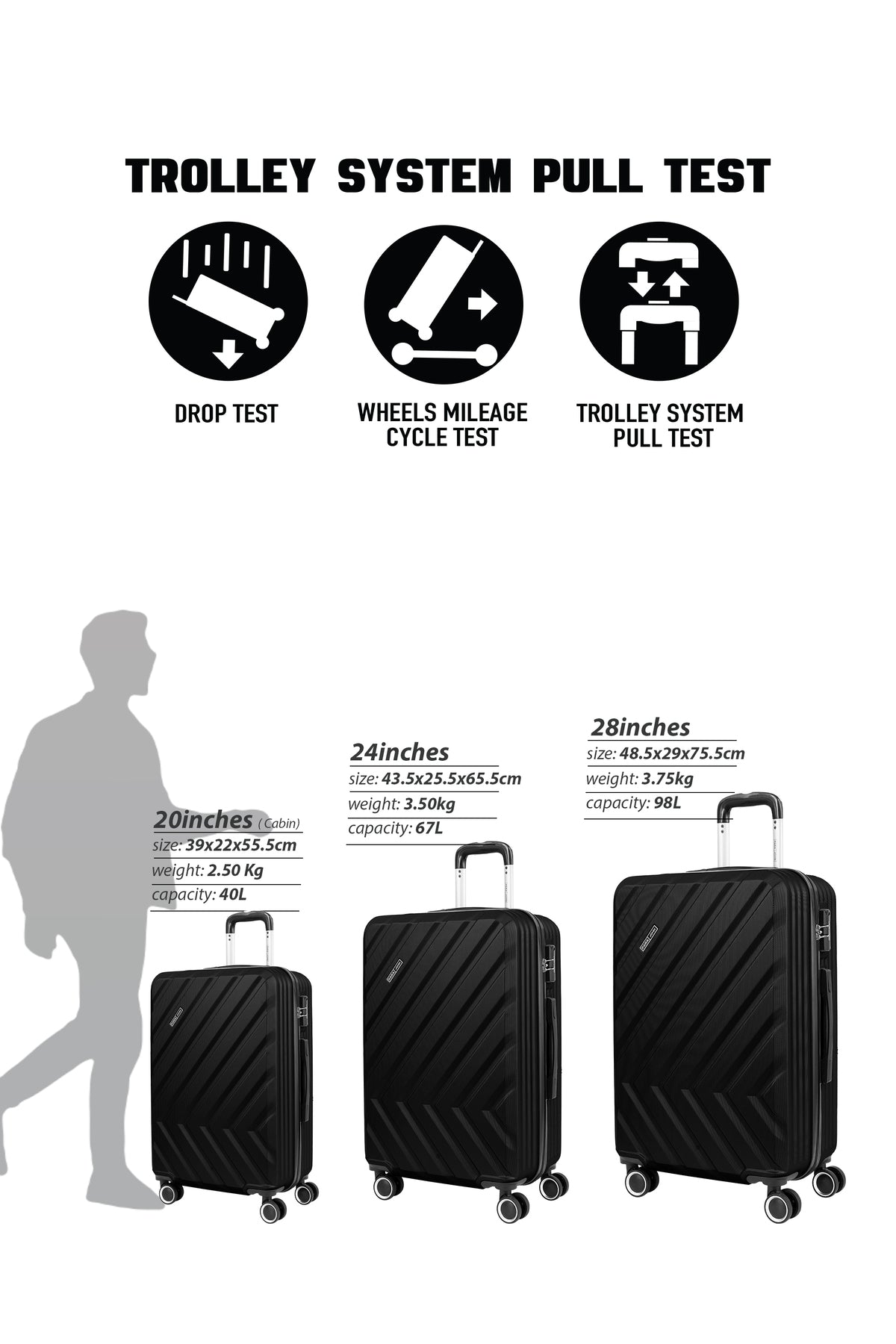 20-Inch Cabin ABS Hardshell Lightweight Spinner Luggage | 4-Wheel Carry-On Trolley 2.5kg