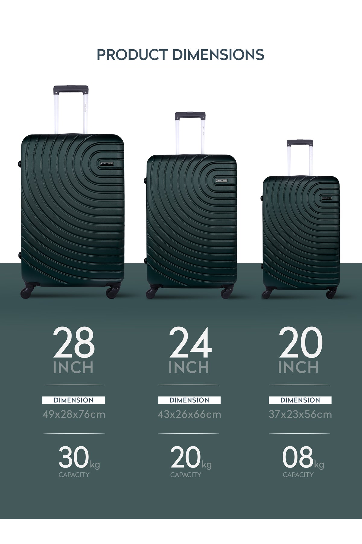Lightweight Travel Luggage Trolley Set 3 Pcs ABS -Army Green