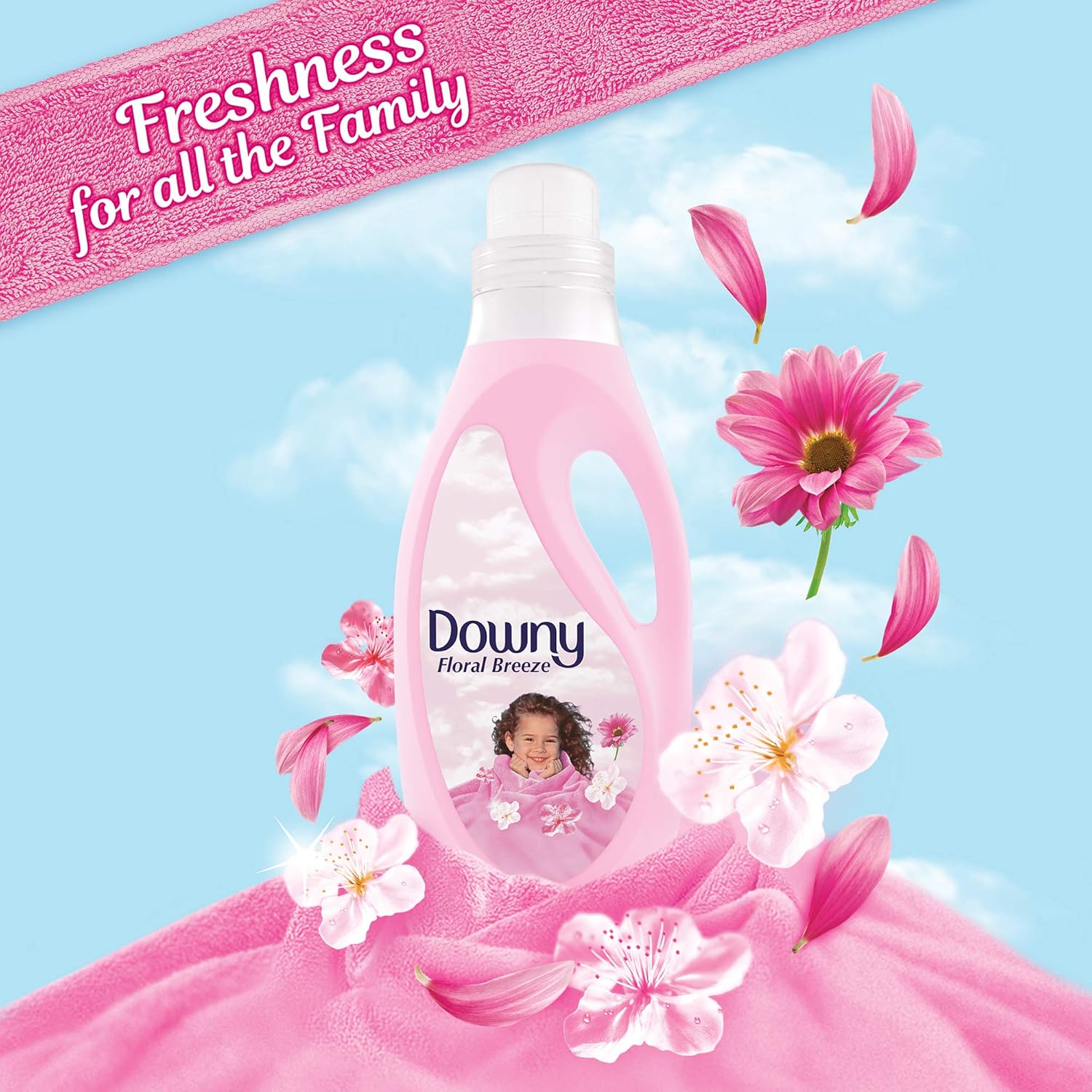 Downy Fabric Softener, Floral Breeze Scent, Fabric and Wrinkle Protector, Long-Lasting Freshness, Pack of 3 Liters