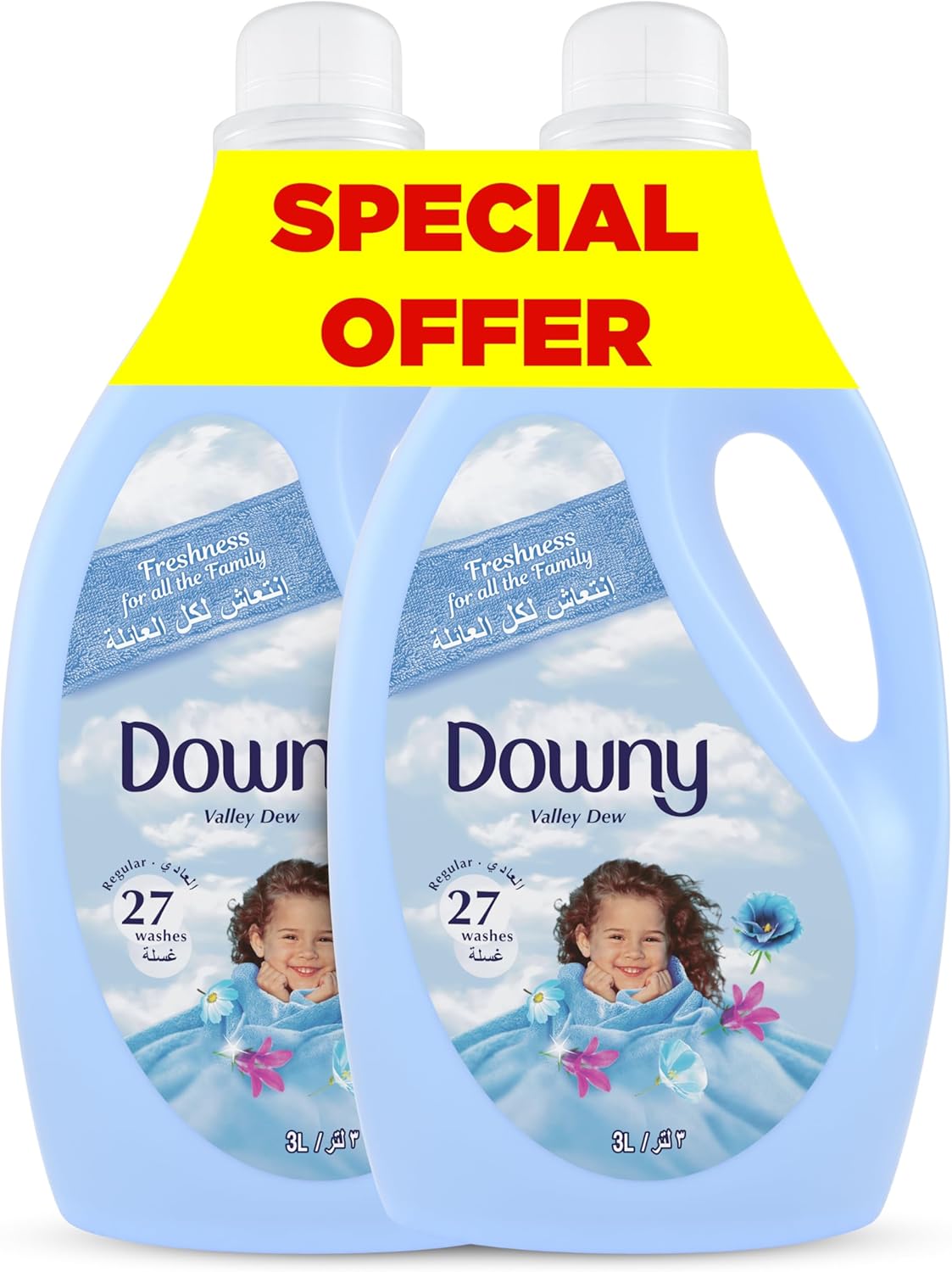 Downy Regular Fabric Softener, Valley Dew 3L x 2 Dual Pack