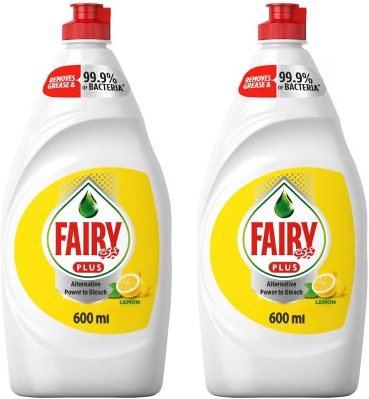 Fairy Lemon Liquid Dishwashing Soap, 600 ml Pack of 2