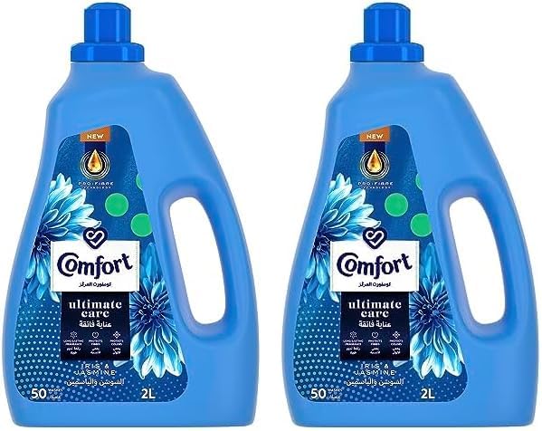 Comfort Concentrated Fabric Softener, Iris & Jasmine, for long-lasting fragrance, 2L (Pack of 2)