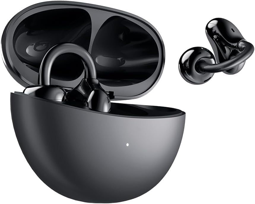 HONOR Choice Earbuds Clip, 36 Hours Bluetooth Headphones, Noise Cancelling Open-Ear Headphones, Bluetooth 5.3 Headset with Microphone, IP54 Wireless Earphones, Black