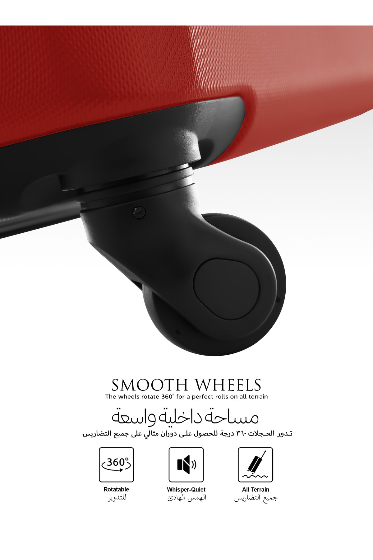Series Set of 2 Luggage | Lightweight Small 10KG & Large 30KG ABS 8 Wheels Trolley Hardsided Travel Suitcase Red