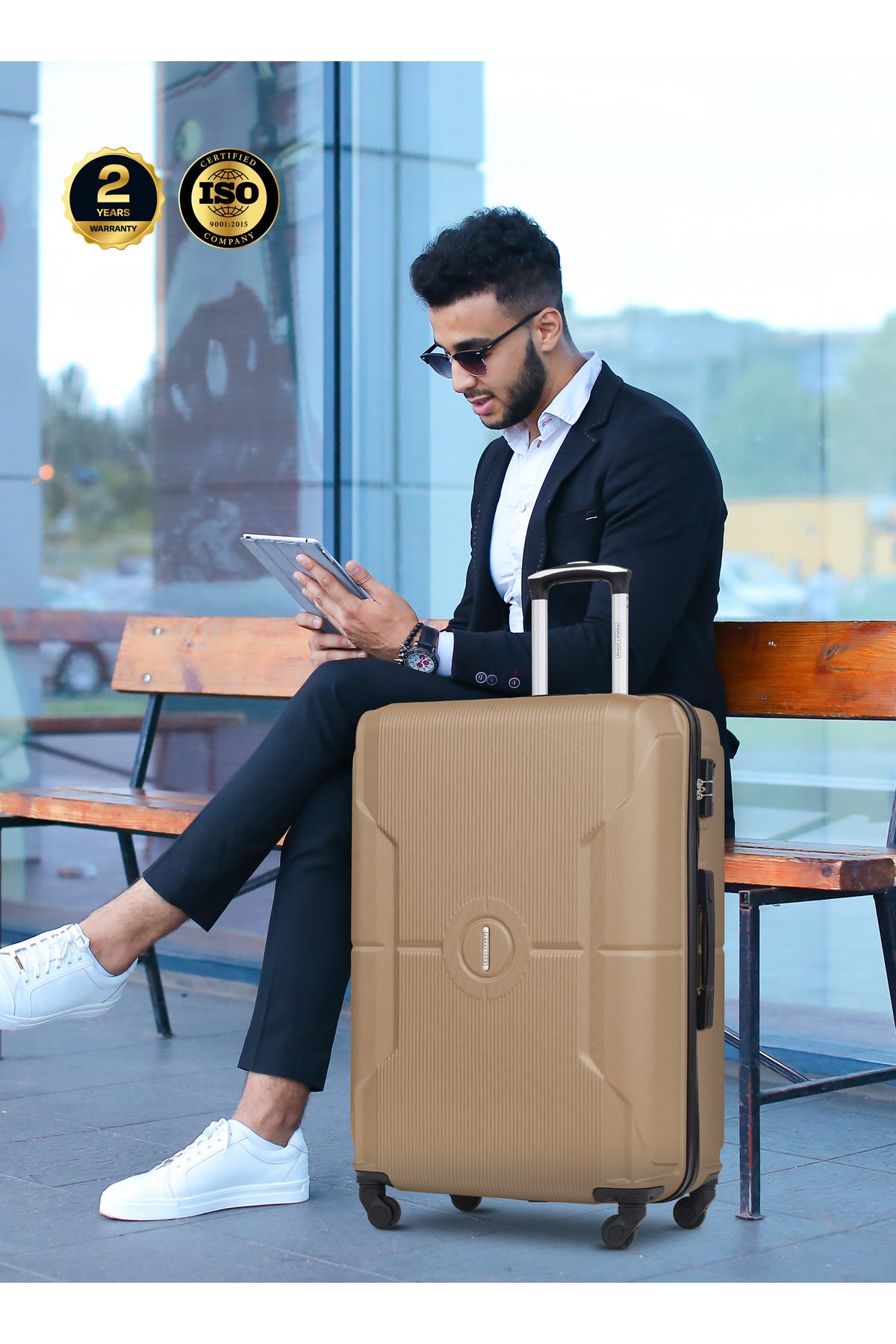 Cabin Size Lightweigh ABS Hardside Spinner Luggage Trolley -20 Inch | Carrying 10KG 4-Wheel Hardshell Suitcase Champaign