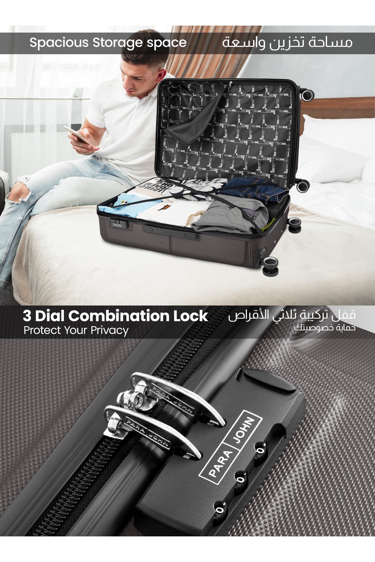 Series Set of 2 Luggage | Lightweight Small 10KG & Large 30KG ABS 8 Wheels Trolley Hardsided Travel Suitcase Dark grey
