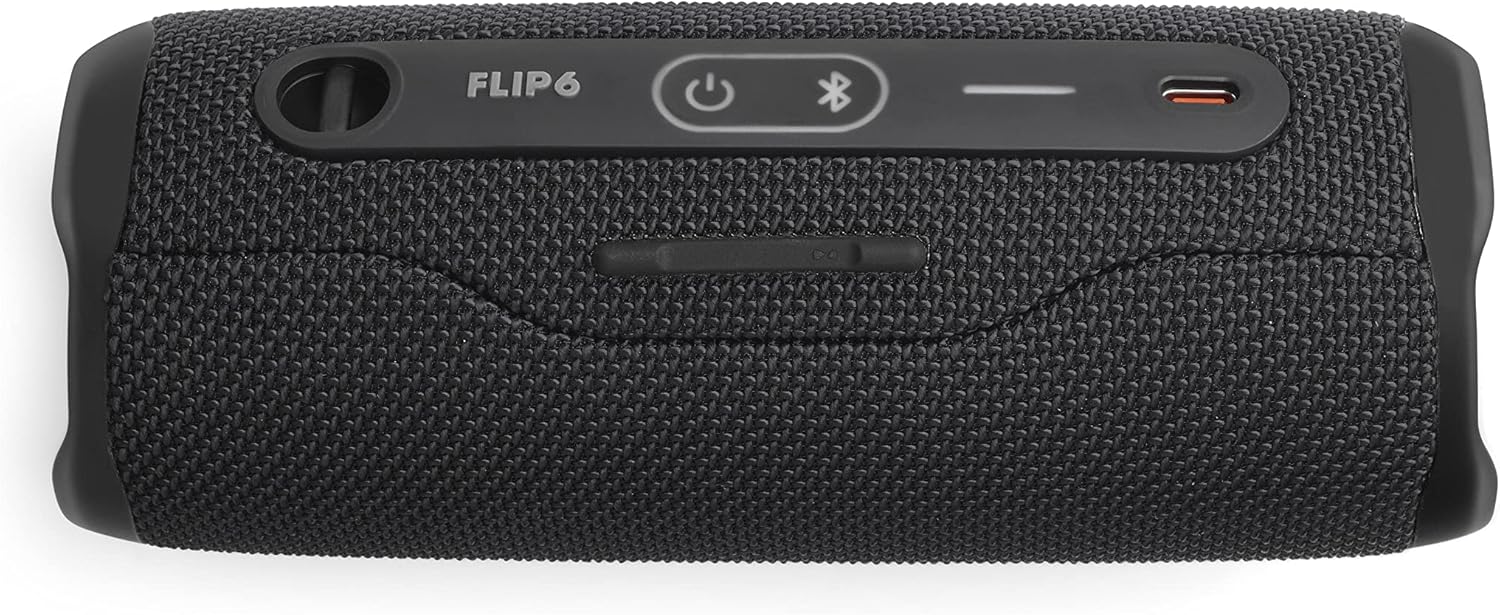 JBL Flip 6 Portable IP67 Waterproof Speaker with Bold Original Pro Sound, 2-Way Speaker, Powerful Sound and Deep Bass, 12 Hours Battery, Safe USB-C Charging Protection - Black, JBLFLIP6BLK